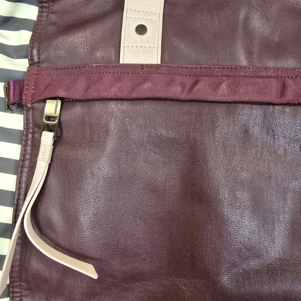 Lululemon Purple Striped Faux Leather Gym Bag Multiple Pockets - Picture 7 of 13